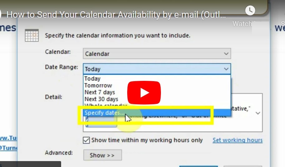Send Calendar Availability Turner Time Management