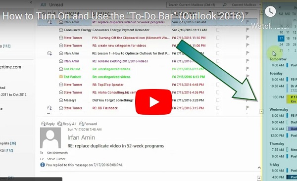 To Do Bar Outlook Turner Time Management